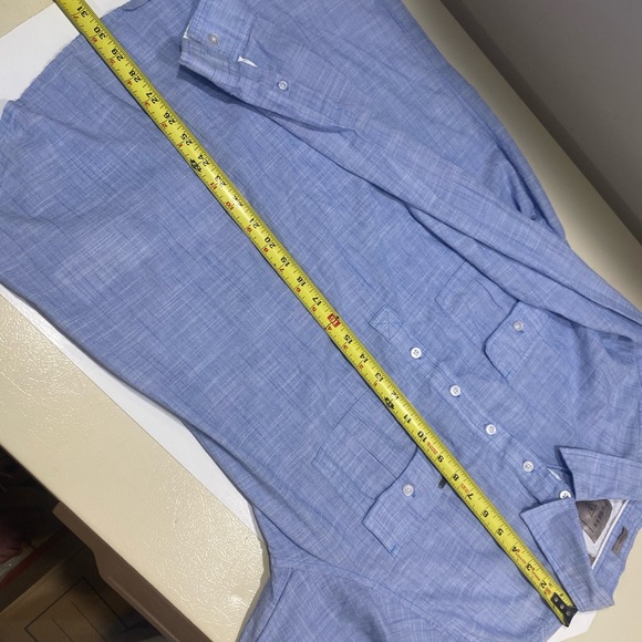 2/30 Guess Mens Lightweight Half Button Down Pullover Collared Shirt Denim Look - Picture 7 of 13